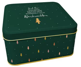 Grafik-Werkstatt Werkstatt Keksdose aus Blech für Weihnachten | Deckel mit Goldveredelung und Spruch | grün | Zeit