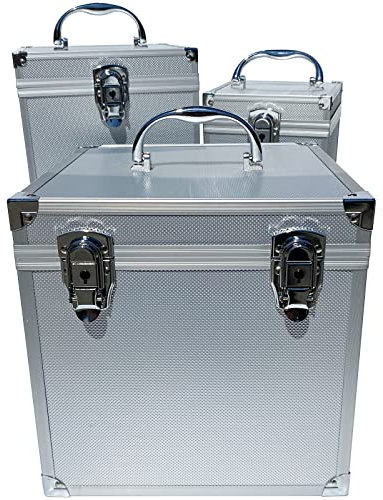 ECI Aluminium Koffer Silber Leer Würfelform Box Werkzeugkoffer 25x25x25 cm mit Rasterschaum