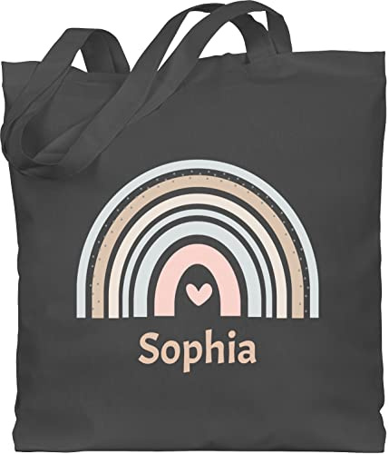 Geschenk mit Namen personalisiert by Shirtracer - Baumwolltasche - Boho - Regenbogen Farbbogen Himmelsbogen Rainbow