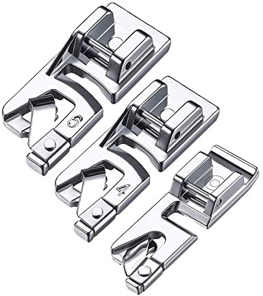 WUDQIJI Nähfüsse 3 Stück Rolled Hem Nähmaschine Nähfuß Set Rollsaumfuß Nähmaschinenfüße Gerollt Saum Nähfuß Nähmaschine Presser Fuß für Nähmaschine Saumfuß Saumfuss(3mm,4mm,6mm)