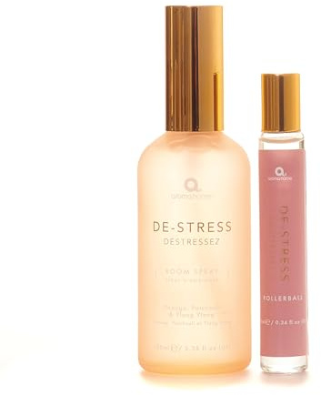 Aroma Home De-Stress Raumspray 100 ml & Rollerball 10 ml Set – Orange, Patschuli & Ylang Ylang ätherische Ölmischung