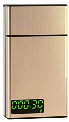 Smart cigarettfodral Extra rökavvänjning och rökkontroll artefakt 20 paket aluminiumlegering Borstad metall Timing Timing Lås Box Portable,Gold