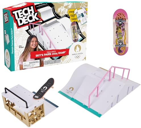 Tech Deck - Finger Skate – Park X-Connect Sky Brown – Offizielles Lizenzprodukt der Olympischen Spiele Paris 2024 – Skatepark – Mini-Skate-Finger – Spielzeug für Kinder – Kinderspiel ab 6 Jahren