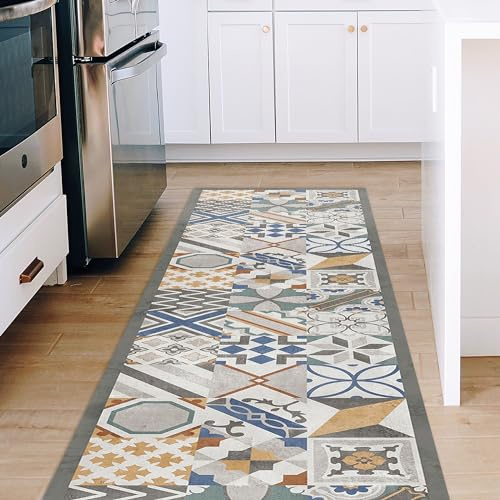 CREARREDA Tappeto Cucina in Vinile Antiscivolo e Lavabile Runner Multiuso Resistente all'usura Passatoia Cucina Antimacchia Adatto da tenere sotto il Lavandino e Fornelli Stampa Made in Italy 100%