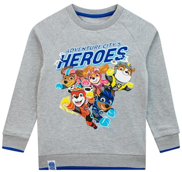 PAW PATROL Pullover für Jungen | The Mighty Movie Jungen Sweatshirt | Grau | Offizielles Merchandise | 92
