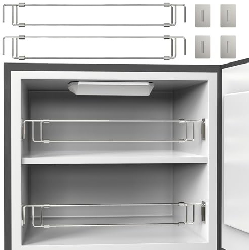 Golysoa Rv Adjustable Refrigerator Tension rods Bars 12.5-22.3 | Essential Rv Camper Fridge Accessories & Cabinet Tension Rods Bars, Camper & Travel Trailer Accessories | Stainless Steel (2 Pack)