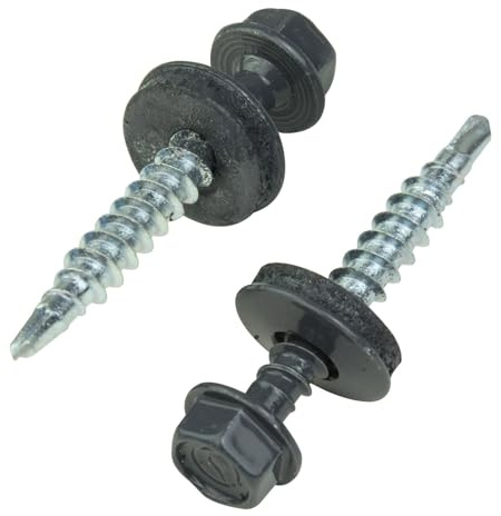 Trapezblechschrauben 4,8x35mm 250 Stück | Graphitgrau - RAL 7024 | Selbstschneidene Schrauben Bohrschrauben mit Dichtscheibe