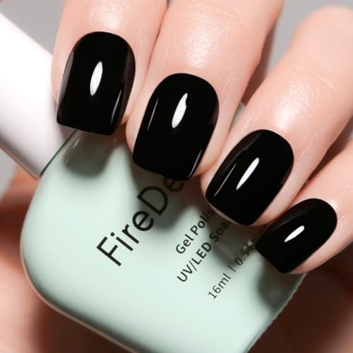 Firedeep Black Gel Nail Polish, 0.54 Fl Oz Large Bottle UV/LED Soak Off Black Gel Polish for Manicure Salon at Home