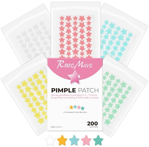 200 PCS Parches Acne, Parches para Acné Invisibles, Parches Granos Hidrocoloides, Parches para el acné con ácido salicílico y agua de aceite de té, Alivio rápido del acné, Día y noche en uno