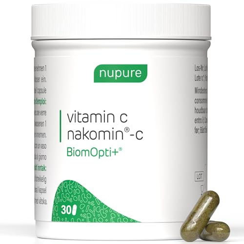 Nupure® Vitamin C Kapseln Bio Nakomin®-C Amla-Extrakt mit 1 Milliarde CFU Lactobacillus Rhamnosus NU11, Vegan, Non-GMO, magenresistent, immunsystem stärken 30 Kapseln BiomOpti+®