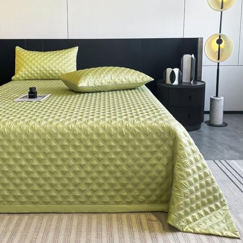 BAJIN Tagesdecke Bettüberwurf240x250cm Grün Steppdecke Patchwork Wendedesign Kariert, Bedspreads Bettdecke Doppelbett unterfüttert und Gesteppt Stepp Decke,