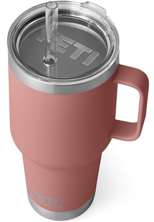 YETI Rambler Trinkbecher Mit Trinkhalmdeckel, Sandstone Pink, 35 oz (1 l)
