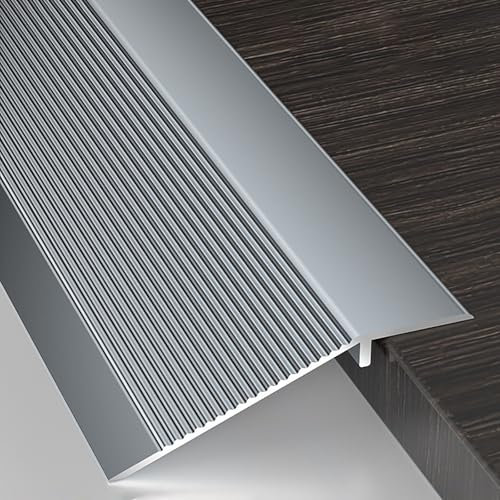 Raouoae Übergangsprofil Abschlussprofil 90cm*3 Aluminiumlegierung Bodenübergangsstreifen Höhenausgleich 0.8-1.8cm/1-2cm/1-4cm Böden Überbrücken Die Lücke(Grau,Breite: 100 mm)