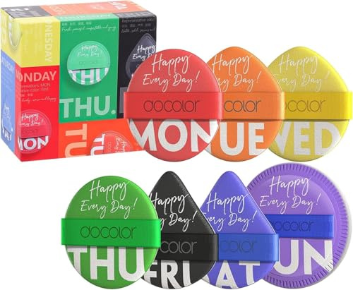 docolor Powder Puff 7 Pcs Makeup Sponges, Triangle Makeup Puff,Christmas Sponges, Non-latex Powder Puffs for Liquid, Cream, and Pressed Powder with Gift Box Packaging