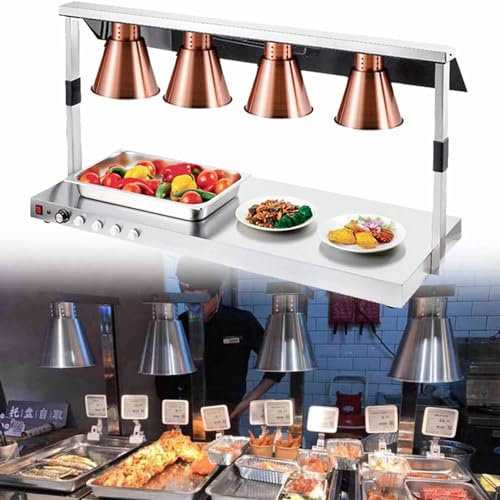 Lampada riscaldante per alimenti commerciale, scaldavivande elettrico per feste, buffet, attrezzatura da cucina, lampada riscaldante in acciaio inossidabile, per casa e commercio, bronzo-quattro tes
