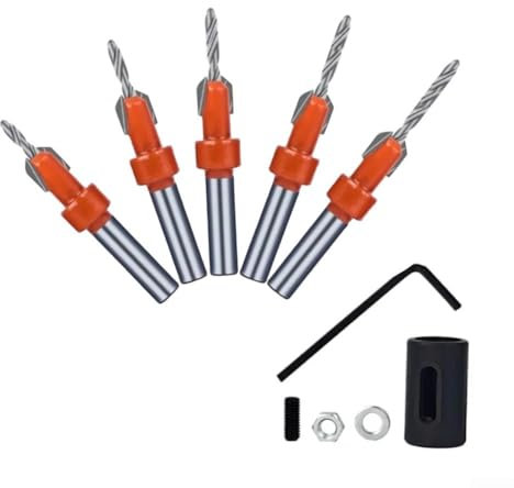 Kit completo de taladro avellanado de madera con centro reemplazable y llave (10 mm)