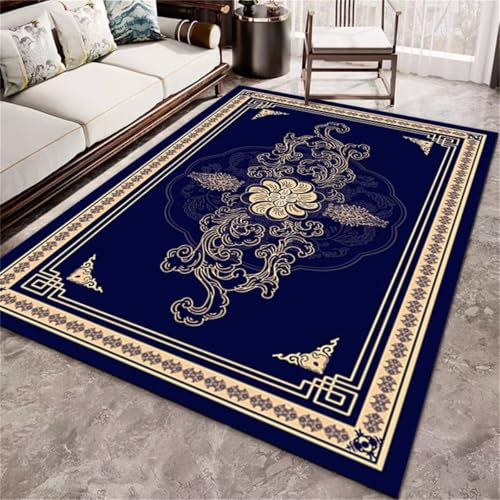 RUGMRZ Schlafzimmer Teppich Kleines Sofa Für Jugendzimmer Blauer Teppich Retro-Stil Sofakissen waschbar Kinderzimmer Teppich Junge 50X80CM