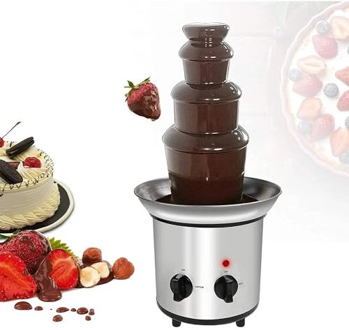 YXYLJOZ 4-Tier Chocolate Fountain MachineElectric Chocolate Fondue Fountain Set with 10PCS Forks,4-lb Capacity Stainless Steel Cheese Fountain Melting Pot for Chocolate Candy, Ranch, Cheese