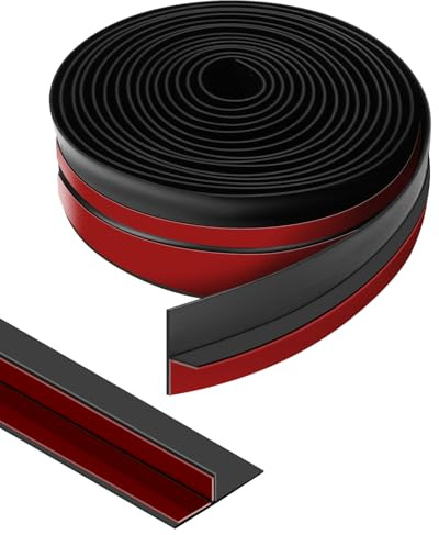 Orghtin Draft Excluder for Doors Black T-Shaped Silicone Seal Strip, Weather Stripping Door Seal Strip, 20 Feet/ 6m Draft Stopper for Side or Under of Door