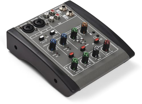 Joyance Consola de mezcla de 4 canales, alimentación fantasma de 48 V, mezclador multifuncional para grabación de estudio en casa, DJ, transmisión en vivo, fuente de alimentación tipo C, conectores