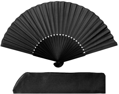 2 Stück Handheld Faltventilator Fächer, Schwarz Chinesische Bambusfächer Fecher Sommer Hochzeit Handfächer Folding Hand Fan für Tanz, Party, Hochzeit Geschenke, Wedding, Wand Deko