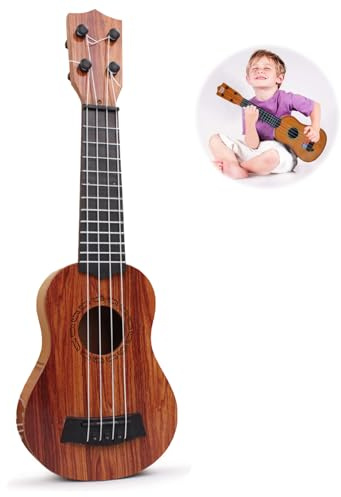 Chitarra Giocattolo per Bambini, Tuwyii, Ukulele Bambini, Chitarra Giocattolo, Mogano 44cm