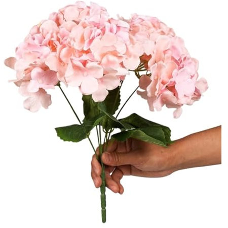 MZSKLW 5 Köpfe Hortensien Seidenblumen Rot Rosa Hortensien Künstliche Blumen Gefälschte Blumenstrauß Blumenarrangements for Zuhause Hochzeitsdekor(Pink)
