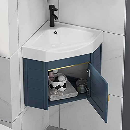 Mueble de baño de esquina con fregadero, diseño montado en la pared, incluye almacenamiento y bañera de cerámica para lavandería, grifo caliente y frío para el hogar, cocina, patio, lavandería
