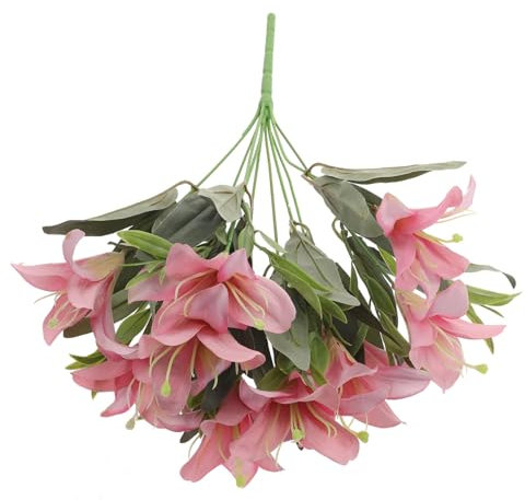 HOOTNEE Fleur De Lys Artificielle pour La Décoration Bouquet De Lys Réaliste Fleurs De Mariage Fleur De Lys Faux Bouquet De Lys De Mariage Décorations De Fête De Jardin Arrangement De