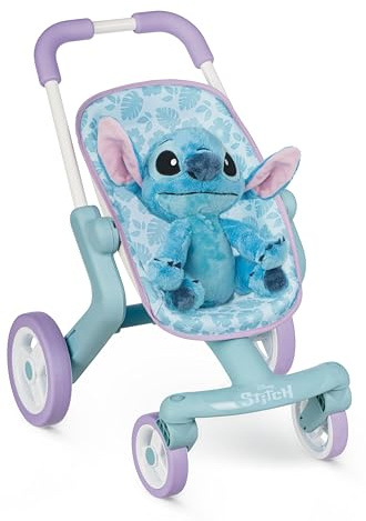 Smoby - Stitch - Poussette + Peluche - Poignée Ergonomique - Roues Avant Orientables et Multidirectionnelles - A Partir de 18 Mois - Fabrication Espagnole