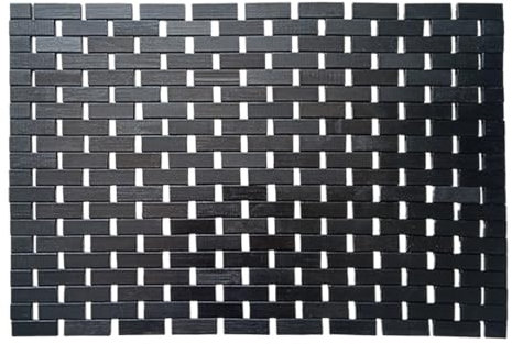 Byeaon Duschschwarze Badematte, Holzteppichpolstermatte, Nicht rutschende Bambusmatte, wasserfest und schnell trocknend, leicht zu bewegen oder zu lagern, 40x60 cm, perfekt für Badezimmer oder Dusche