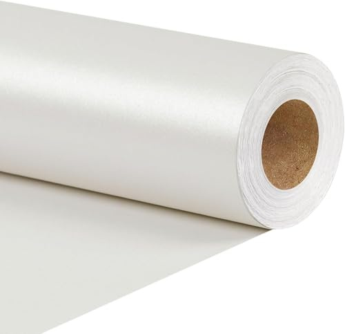 BIOBROWN Geschenkpapier Rolle 43 cm x 10 m Perlmutt-Glanz Geschenkpapier in Einfarbig Ideal für Feiertage, Hochzeit, Valentinstag, Geburtstag & Taufe Weiß