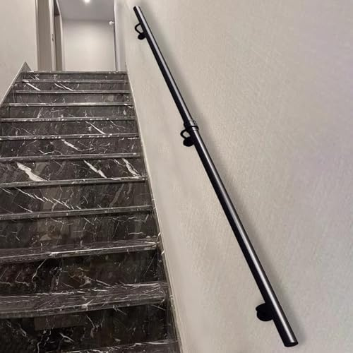 Lanmmraifc Pasamanos para escaleras, Moderno pasamanos de Escalera, pasamanos de Pared, pasamanos de Seguridad Antideslizante para escalones de Exterior e Interior, Color Negro.(250cm)