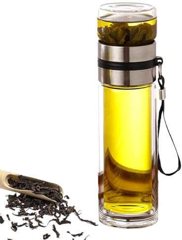 Botellass De Infusores De Té De Vidrio - Botellas De Difusor - Botellaa De Aguaa Con Separación De Té - Tazas De Viajes - Botella De Té De Separacións De Agua Para Hombres, Té De Hojas Sueltas,