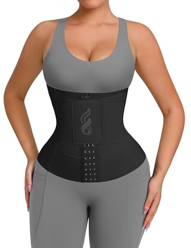 FeelinGirl Waist Trainer Belt Waist Cincher Trimmer Ab Belt Tummy Control Body Shaper with Triple Wrap Women and Men Black