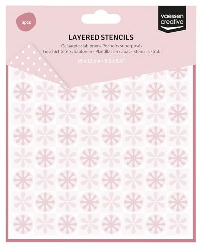 Vaessen Creative Layering Schablone Karomuster - 3 St. Wiederverwendbare Malschablone 15 x 15 cm - DIY, Scrapbooking, Karten Basteln, Bullet Journal und Basteln mit Papier