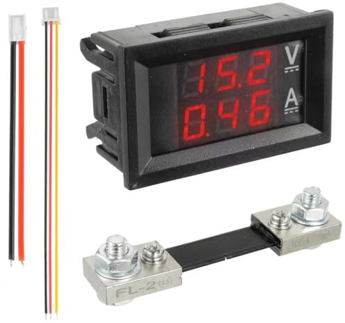 JAMHER 100A DC 0-100 V LED Digital Voltímetro Amperímetro, LED Indicador de color Rojo Panel de Medidor de Corriente de Voltaje Amp Voltímetro