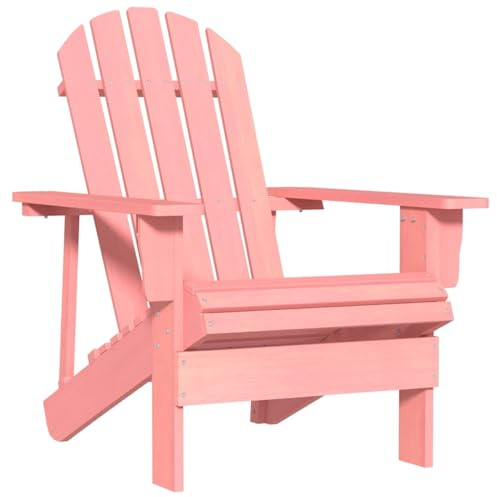 Hoopleep Adirondack-Gartenstuhl, Massivholz Tanne Rosa, 110 kg belastbar, für Outdoor Terrasse Garten, bequemer Holzstuhl