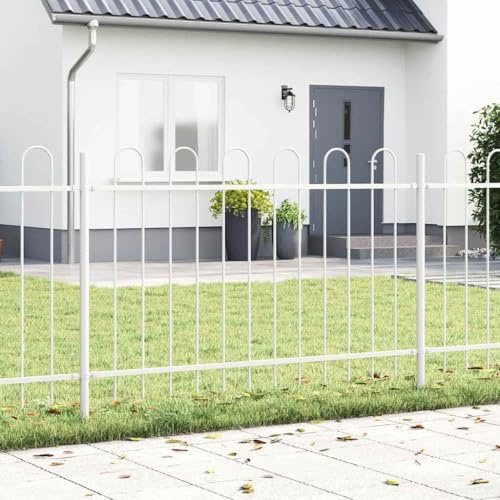 Gartenzaun Weiß 170x150cm, Pulverbeschichteter Stahl Zaun für Garten, Terrassen, Robuste Outdoor-Sichtschutzwand, Witterungsbeständiges Gitterpaneel für Frühling & Sommer