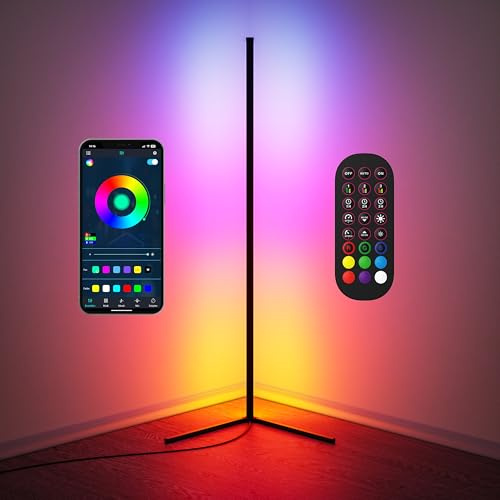 CSL - Smart LED Stehlampe RGB - Stimmungslicht - Ambient Light – Bluetooth WiFi - Steuerung per Fernbedienung oder App – 16 Mio. Farben – Music Sync - Helligkeit und Geschwindigkeit wählbar