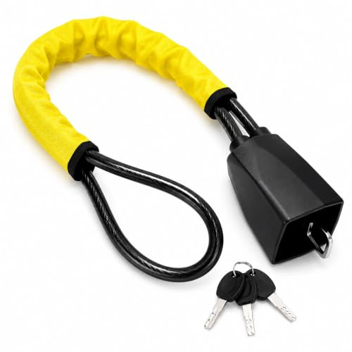 Steering Wheel Lock Anti Theft Car Security Device, Heavy Duty Steel Cable Seat Belt Lock, Highly Visible Deterrent, Easy Fit Universal Car Steering Lock for Cars, Vans, SUVs, Keyless Vehicles