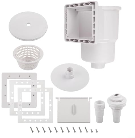 Qualoramall Kit skimmer da parete per piscina fuori terra da 15,2 cm SP1091LX con piastra di aspirazione e adattatore per tubo, struttura in plastica ABS resistente ai raggi UV per rimuovere
