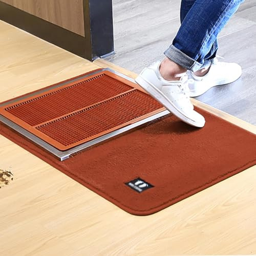 Shoe Mat with Brush and Absorbent Pads, Non-Slip Floor Mat for Home, Hospital, or Laboratory - 35.4 x 23.6 Inch for Effective Shoe Sole Cleaning