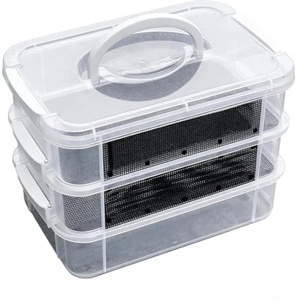 Mjölmask Uppfödningslåda | ABS, 2-Nivåer 27x18x13 Cm, 3-Nivåer 27x19x18 Cm | Dubbel Sikt Avfallsseparator För Silkesmask, Foderinsekter