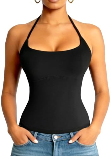 Generic Kvinnor Halter Neck Top Sexig Going Out Tops Basic Pilates Yoga Tops Backless Crop Top Party Club Festival Outfits
