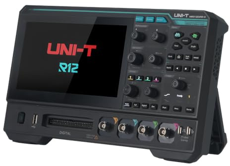 UNI-T MSO1254HD Osciloscopio de señal mixta de alta resolución – 250MHz, 4 canales analógicos + 16 digitales, ADC de 12 bits, pantalla táctil de 7 pulgadas con generador de señales integrado