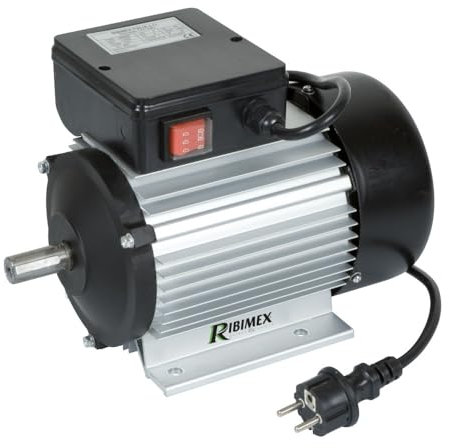 Ribimex Motore Elettrico Monofase 2 CV, 2750 Giri/Min, Carter in Lega di Alluminio Pressofuso, Rotazione Reversibile, Albero in Acciaio C-40 con Diametro 19 mm, Cavo da 1,20 m - M2M28