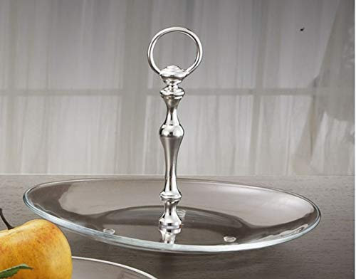 Alzata in Vetro per Dolci e Frutta con Manico in Metallo Placcato Argento cod.5021441 cm 32x28,5x23,5h by Varotto & Co.
