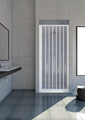 Puerta plegable para ducha, plástico PVC, 1 lateral, apertura de 80 cm