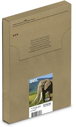 Epson 24XL Elephant High Yield Genuine Multipack, 6-colours Claria Photo HD Ink Cartridges, XL High Capacity